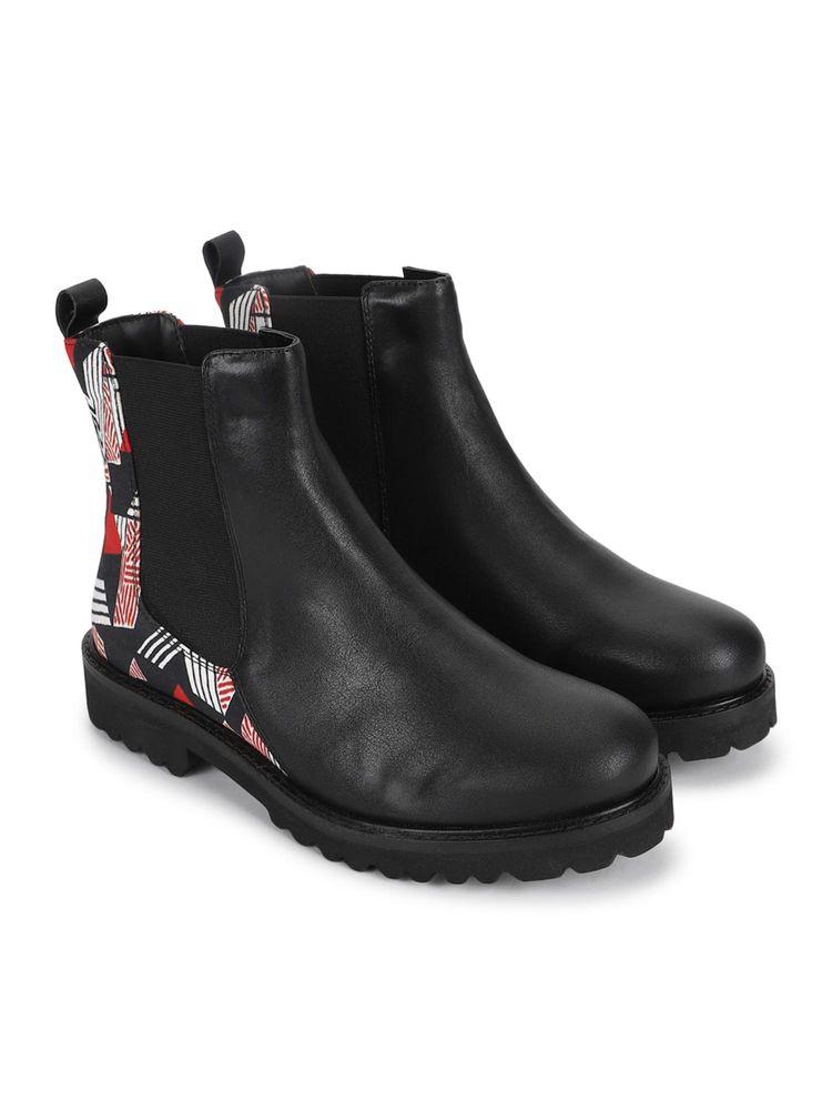 Yoho Women Digital Printed Chelsea Boots Model 009 - Black-image-6