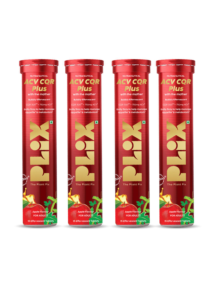 Plix The Plant Fix ACV CQR Plus Effervescent Tablets For Fat Reduction - Pack Of 4