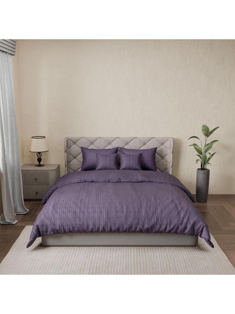Nesterra Poly Rich Blended Textile Purple Royal Mulberry Mist Bedsheet with 4 Pillow Cover-picture-14