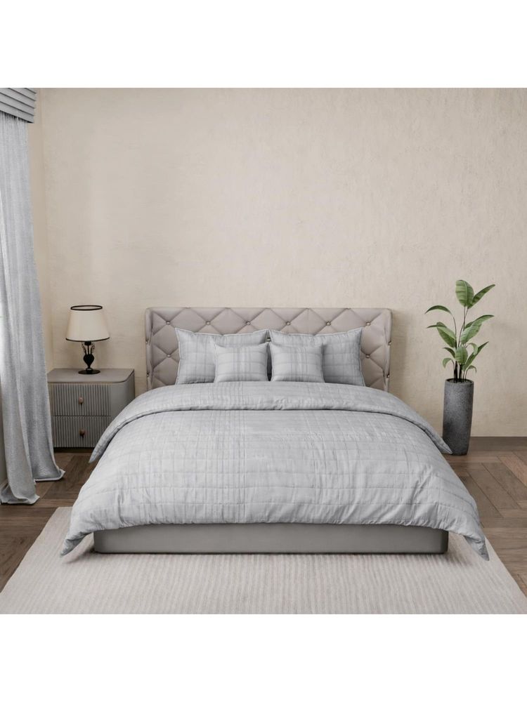 Nesterra Poly Rich Blended Textile Silver Sage Veil Bedsheet with 4 Pillow Cover-image-7