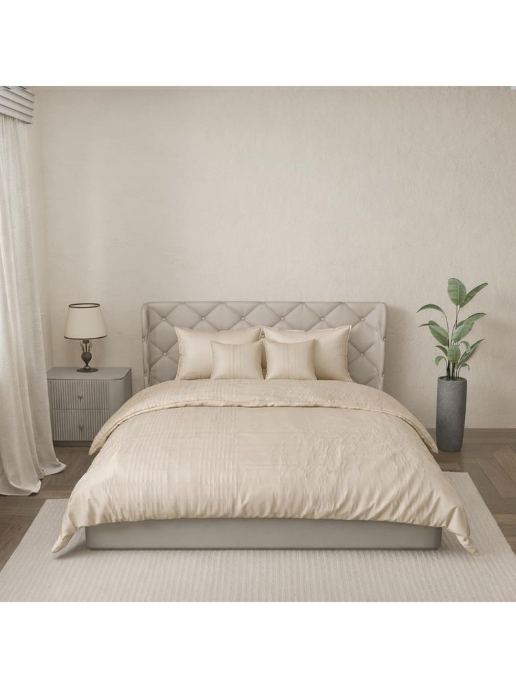 Nesterra Poly Rich Blended Textile Ivory Dune Glow Bedsheet with 4 Pillow Cover-image-48
