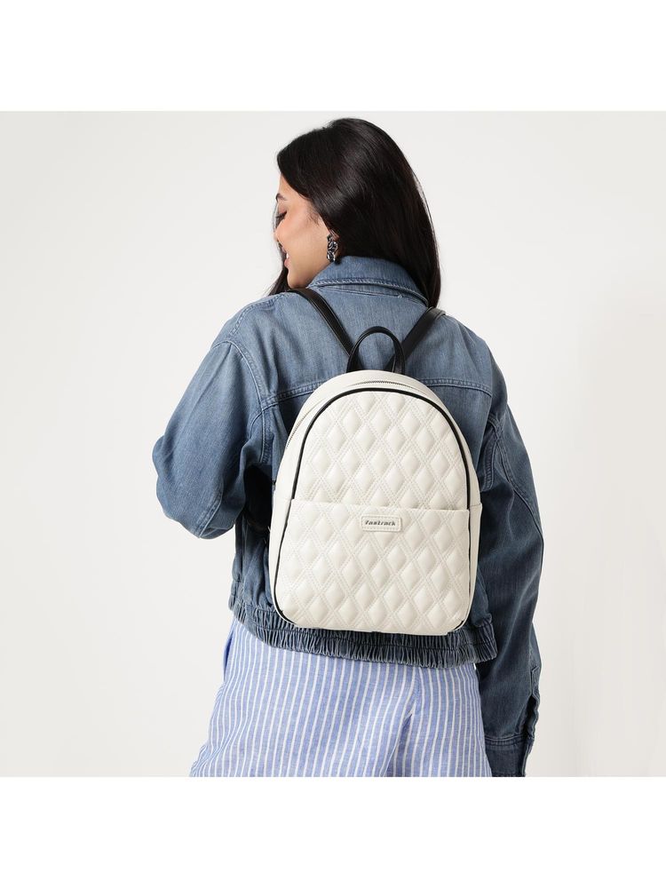 Fastrack Quilt Pop Backpack- Off White And Black-image-29