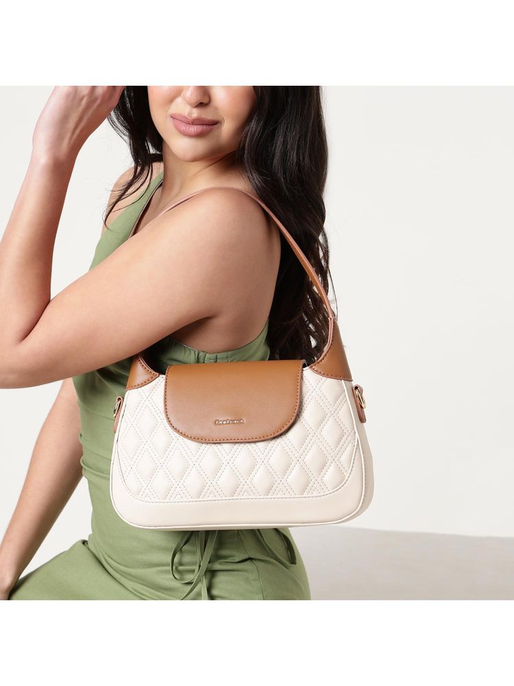 Fastrack Carry Curve Satchel Bag With Detachable Strap - Beige-image-43