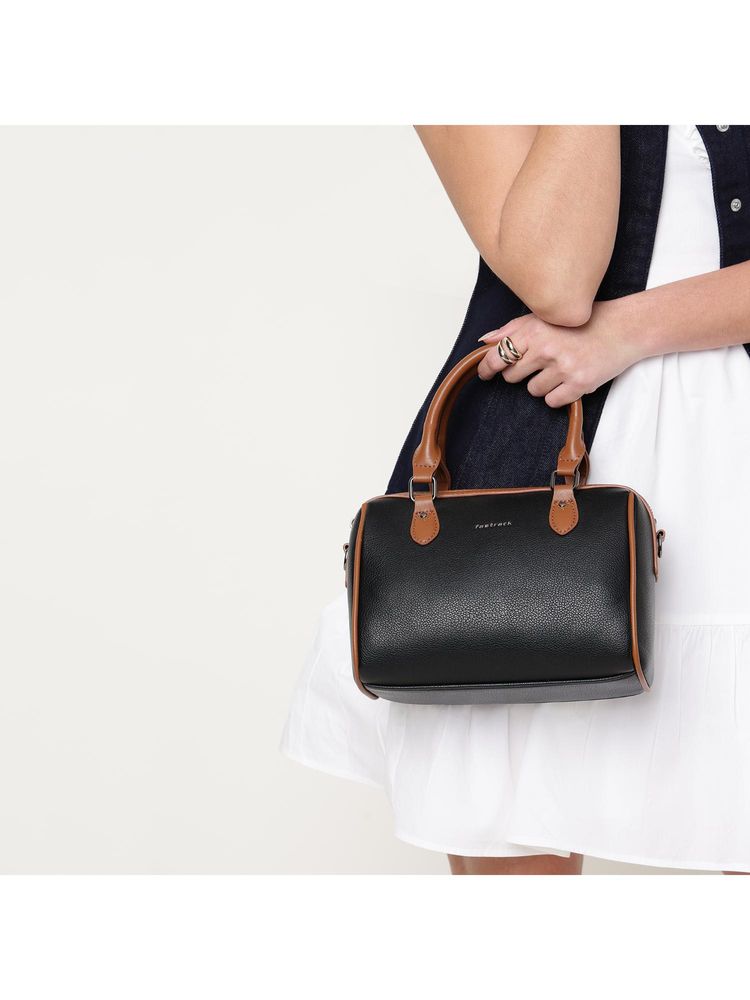 Fastrack Swirl Satchel Bag With Detachable Strap - Black-image-9
