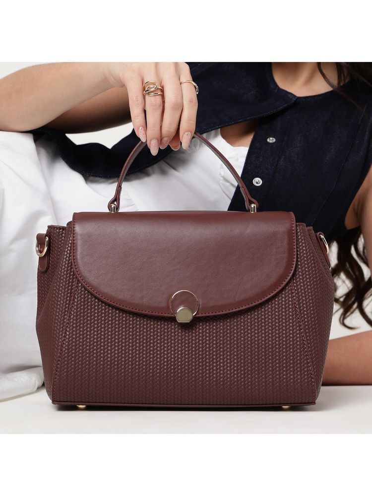 Fastrack Twine Charm Satchel Bag With Detachable Strap - Brown-image-37