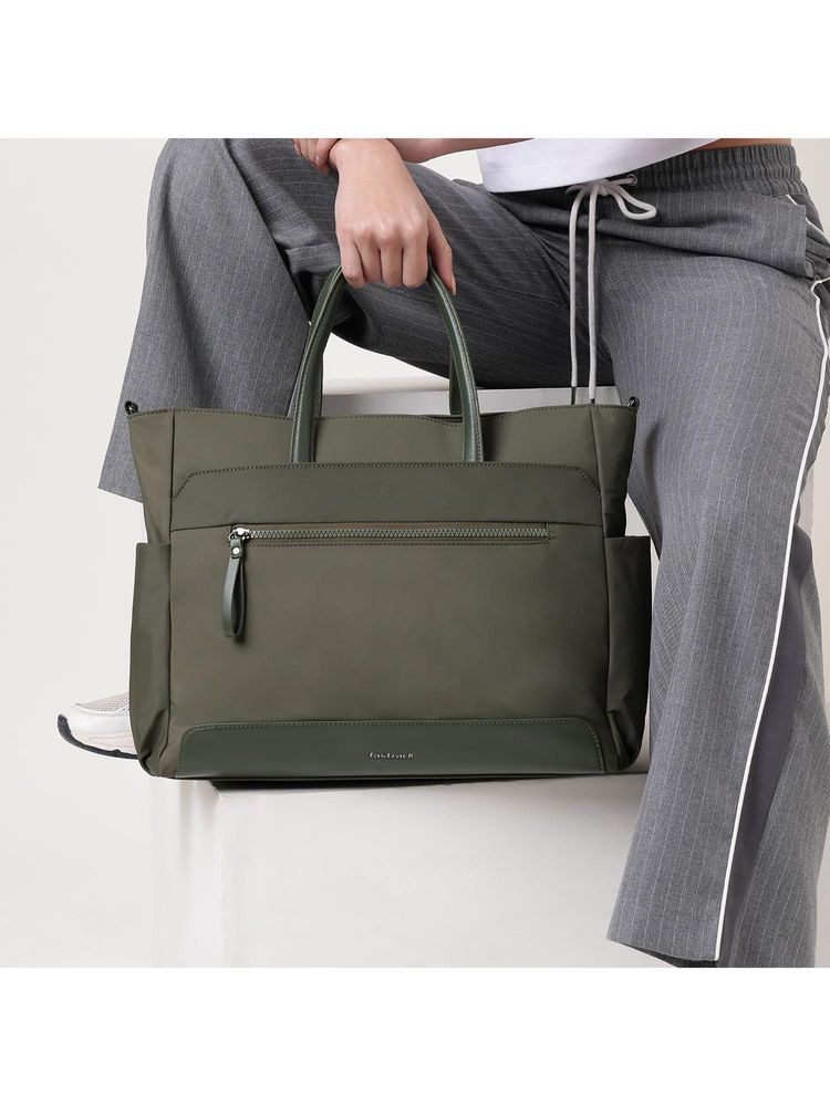 fastrack accessories Fastrack Nylon Edit Laptop Tote Bag With Detachable Strap - Olive-picture-22