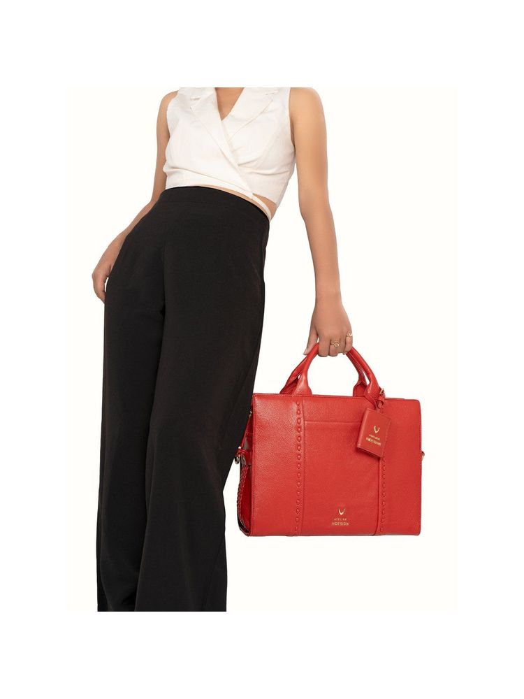 Hidesign Genuine Leather Womens Formal Laptop Red (L)-picture-14