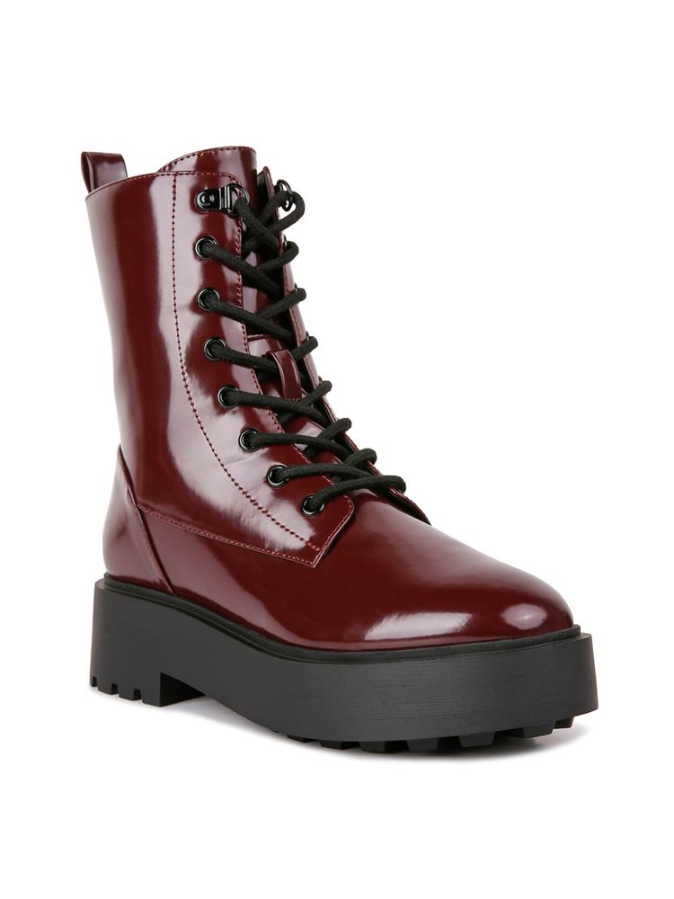 London Rag Burgundy Ankle Biker Boots-picture-28