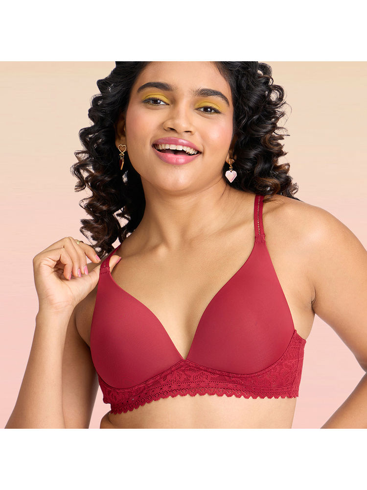 Lola and Mae C.O.A.T Padded Non Wired Triangle Bra - Maroon LMB1036-image-42