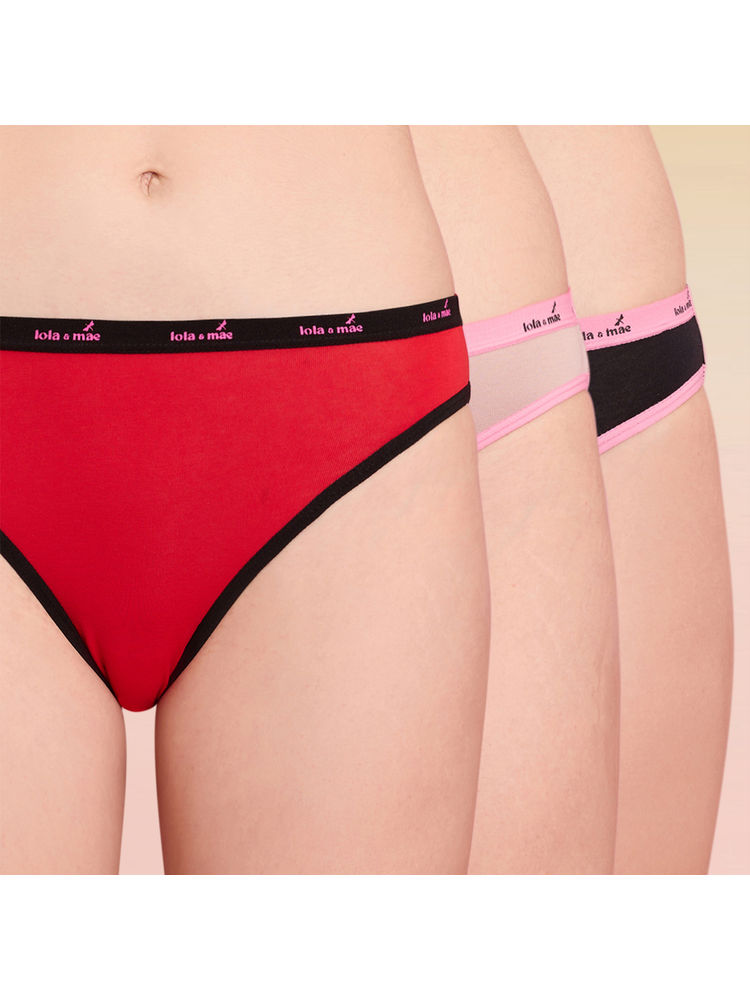 lola and mae Pack of 3 C.O.A.T Cotton Solid Bikini Panty- Assortment 5 LMP1014-picture-18
