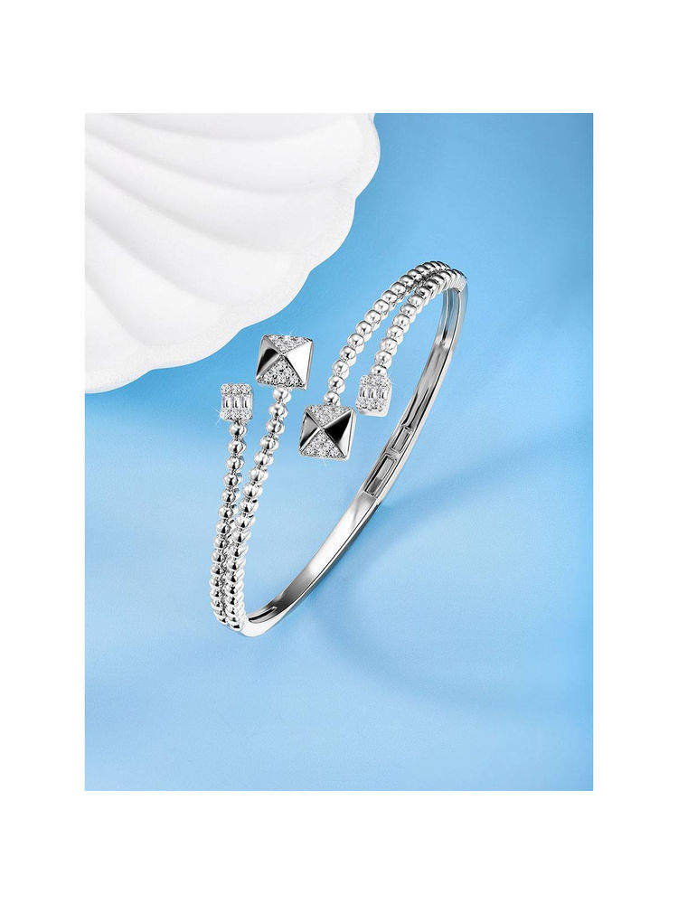 Peora Silver Plated Cz Studded Fancy Kada Bracelet-image-34