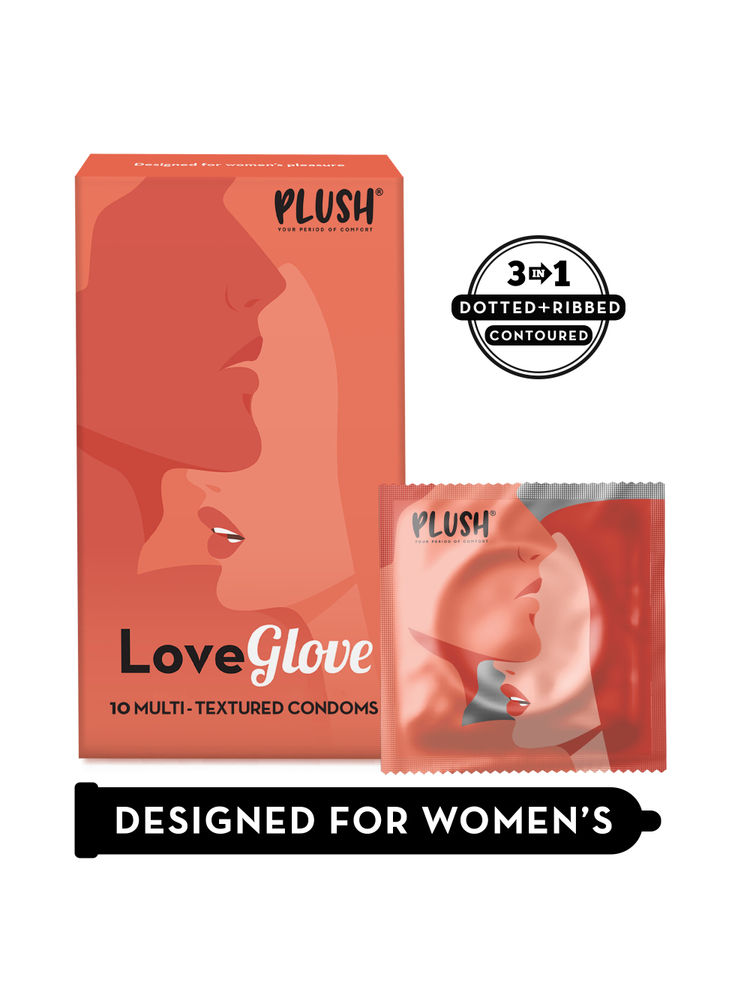 Plush Love Glove Multi Textured Condoms for Her Extra Pleasure - 10 Pcs