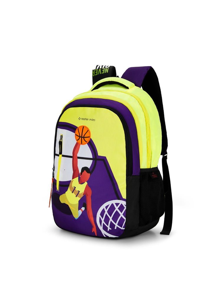 Nasher Miles Purple Basketball Theme Backpack with 3 Compartment and Rain Cover-picture-22