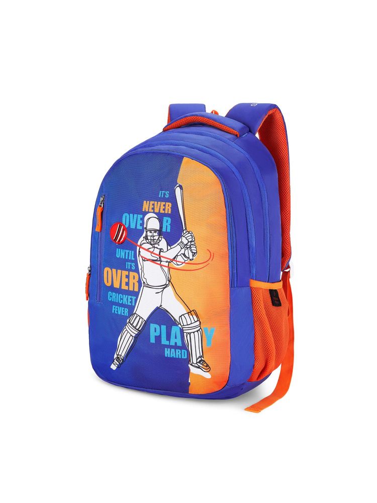 Nasher Miles Blue Cricket Fever Theme Backpack with 3 Compartment and Rain Cover-image-30