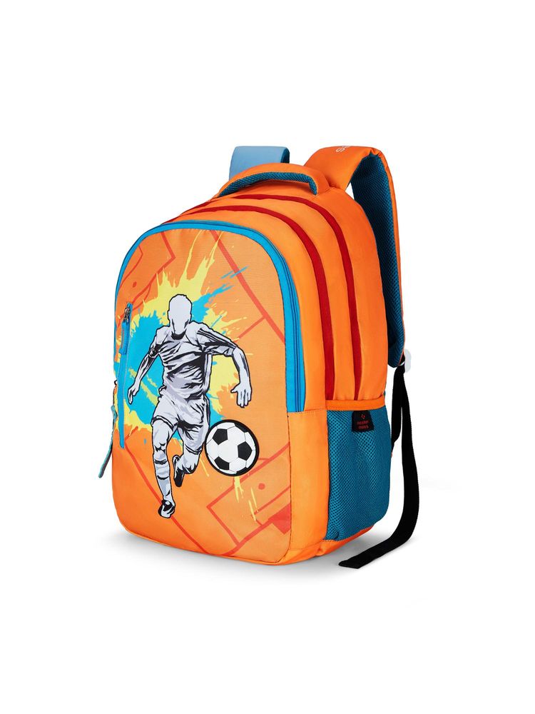 Nasher Miles Orange Football Dribble Backpack with 3 Compartment and Rain Cover-picture-24