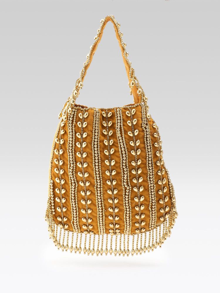 Fabbhue Women's Gold Hand Embroidery Potli Bag-picture-41