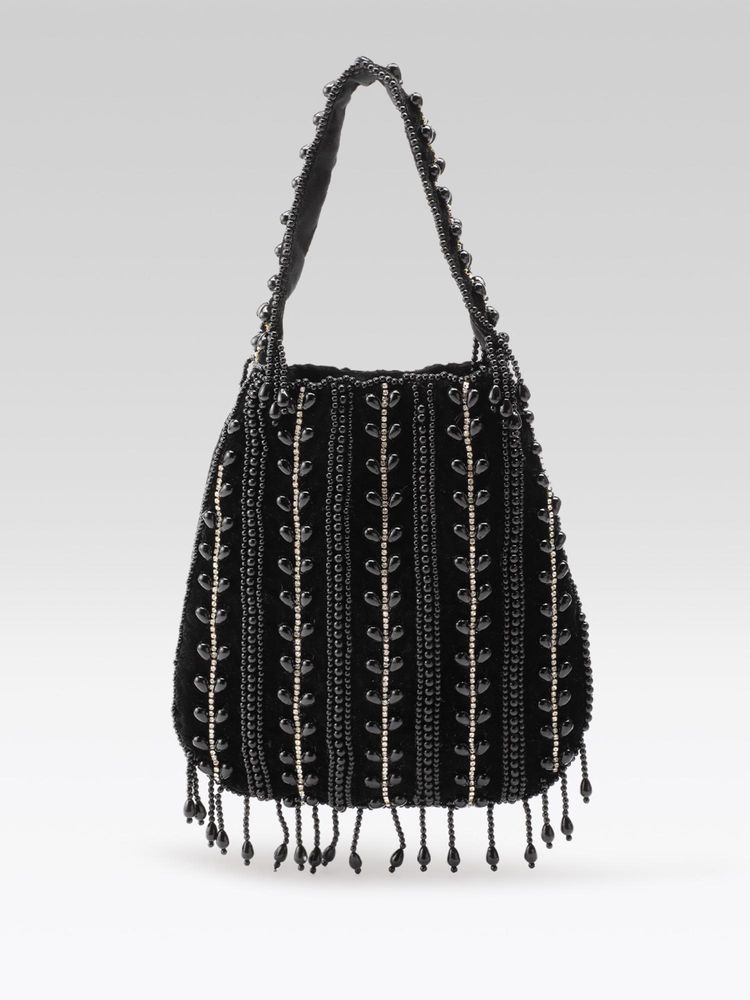 Fabbhue Women's Black Embroidery Potli Bag-image-30