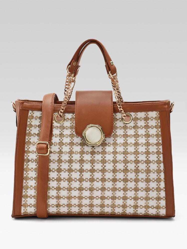 Fabbhue Women's Brown Hand Bag with Detachable Strap-picture-17