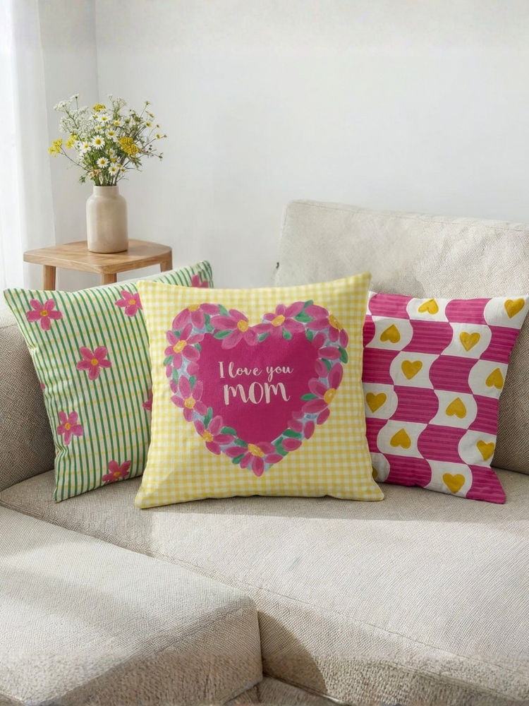 Haus & Kinder Multi-Color Cotton Digital Printed Cushion Covers (Pack of 3)-picture-48