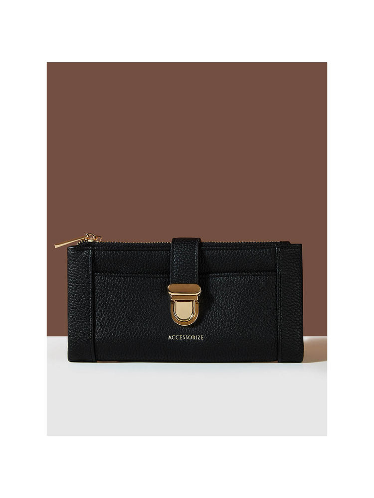 Accessorize London Women's Black Push Lock Wallet-picture-10