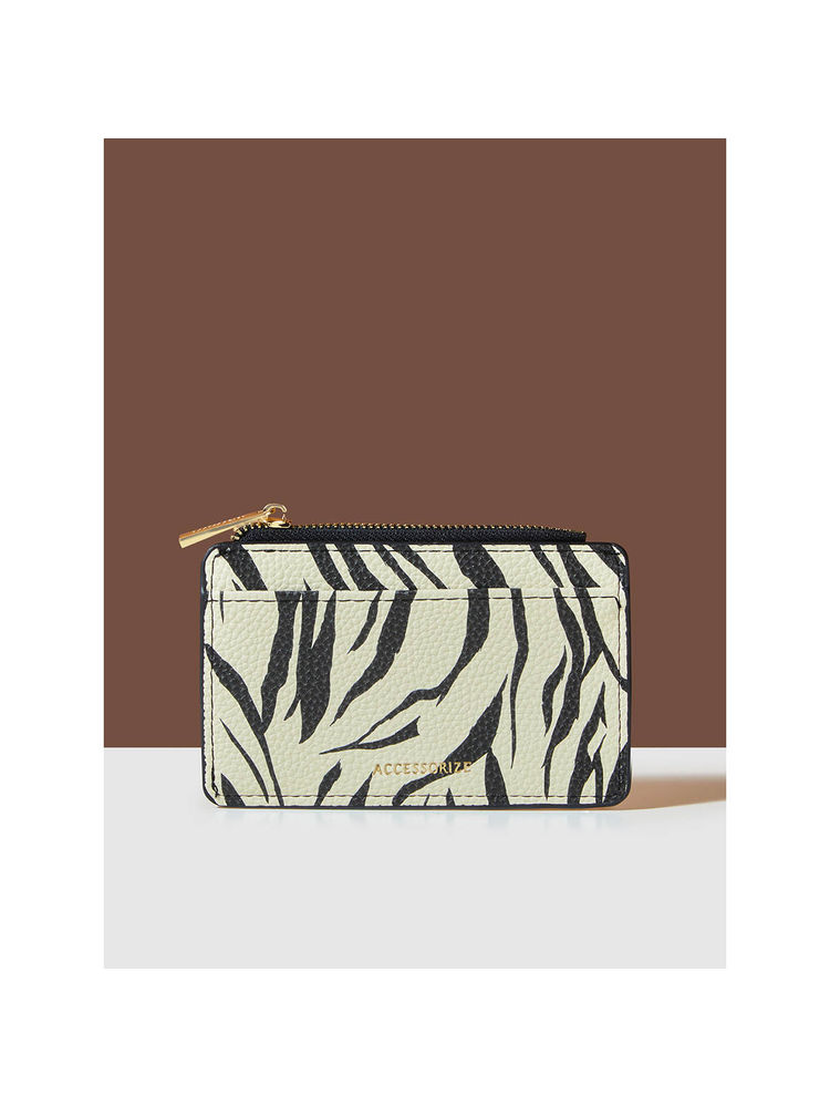 Accessorize London Women's White Zebra Print Window Card Holder-picture-11