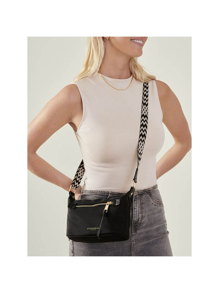 Accessorize London Women's Black Webbing Strap Sling Bag-picture-12
