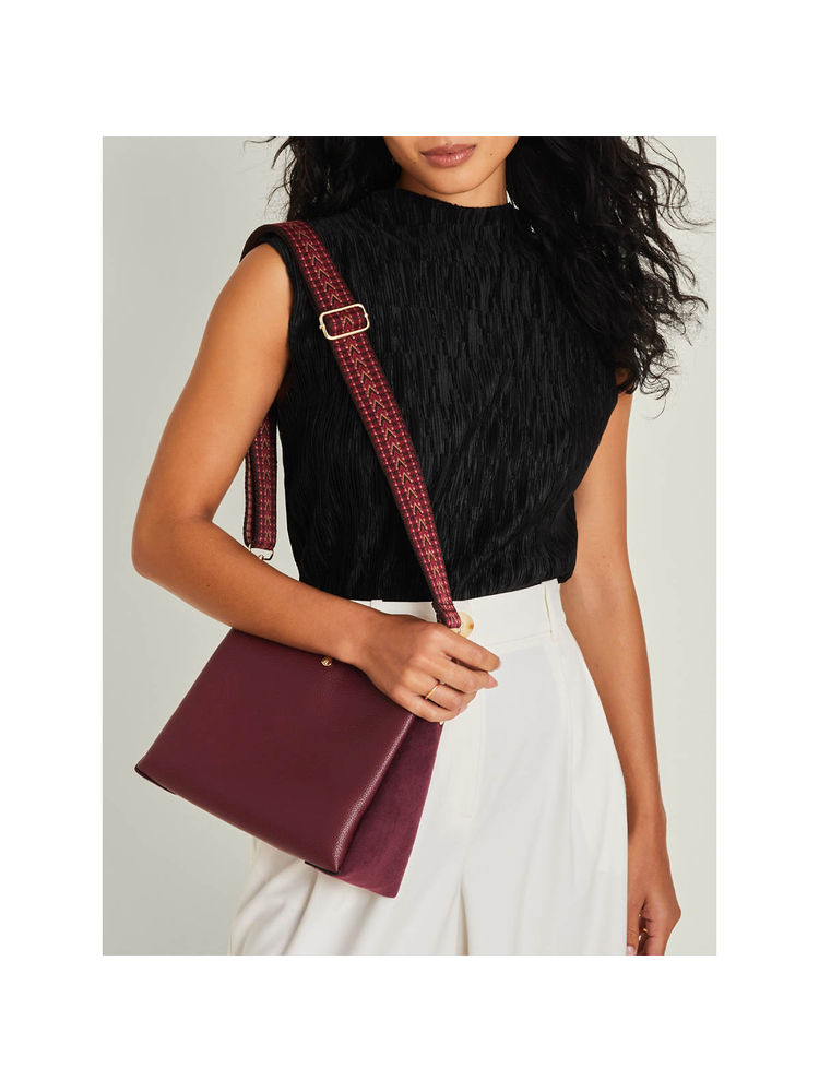 Accessorize London Women's Maroon Webbing Strap Sling Bag with Detachable Strap-picture-38