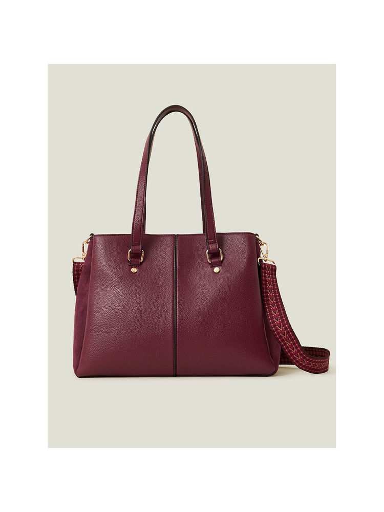 Accessorize London Women's Maroon Webbing Stripe Shoulder Bag with Detachable Strap-picture-11