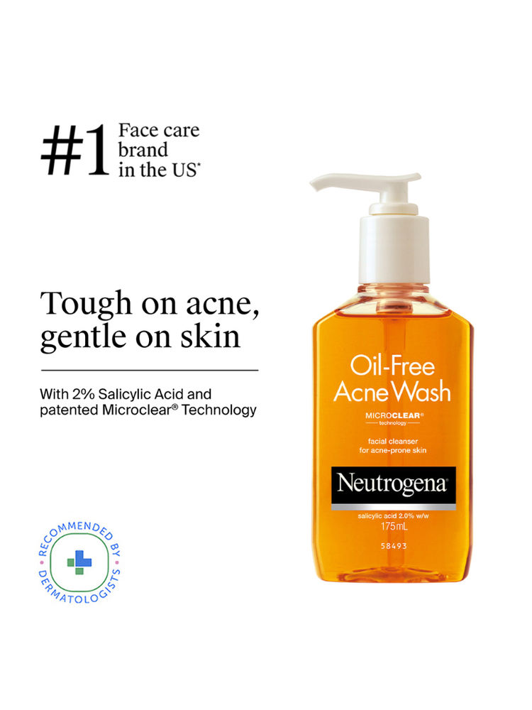 Neutrogena Oil Free Acne Cleansing Face Wash with 2% Salicylic Acid for Acne Prone & Oily Skin
