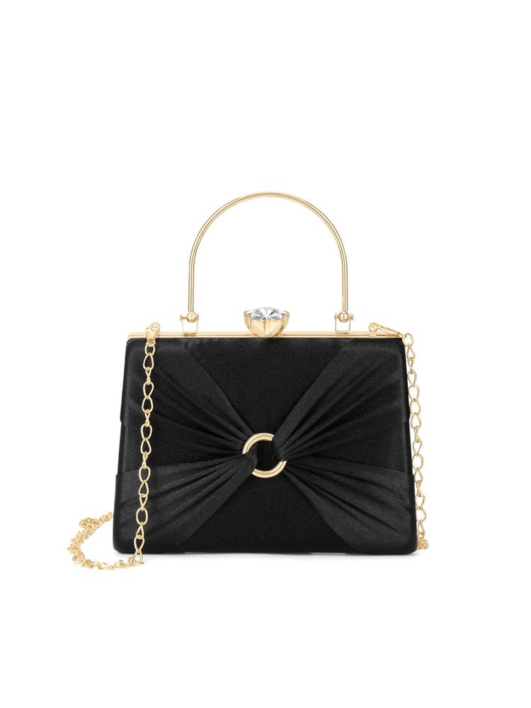 Lavie Womens Misha Handle Frame Clutch With Detachable Strap - Black (S)-image-14