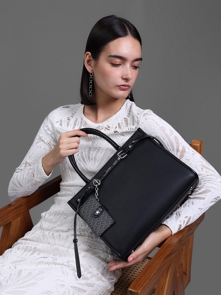 kazo fashion Kazo Women Evelyn Tote Bag With Detachable Strap - Black (M)-picture-38