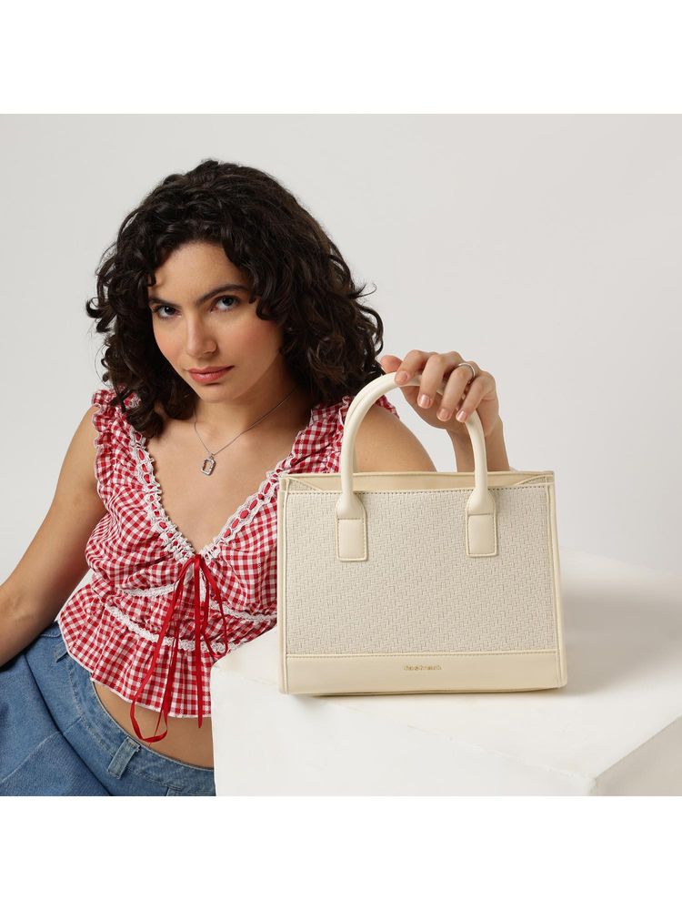 fastrack accessories Fastrack Lattice White Satchel Bag With Detachable Strap-picture-22