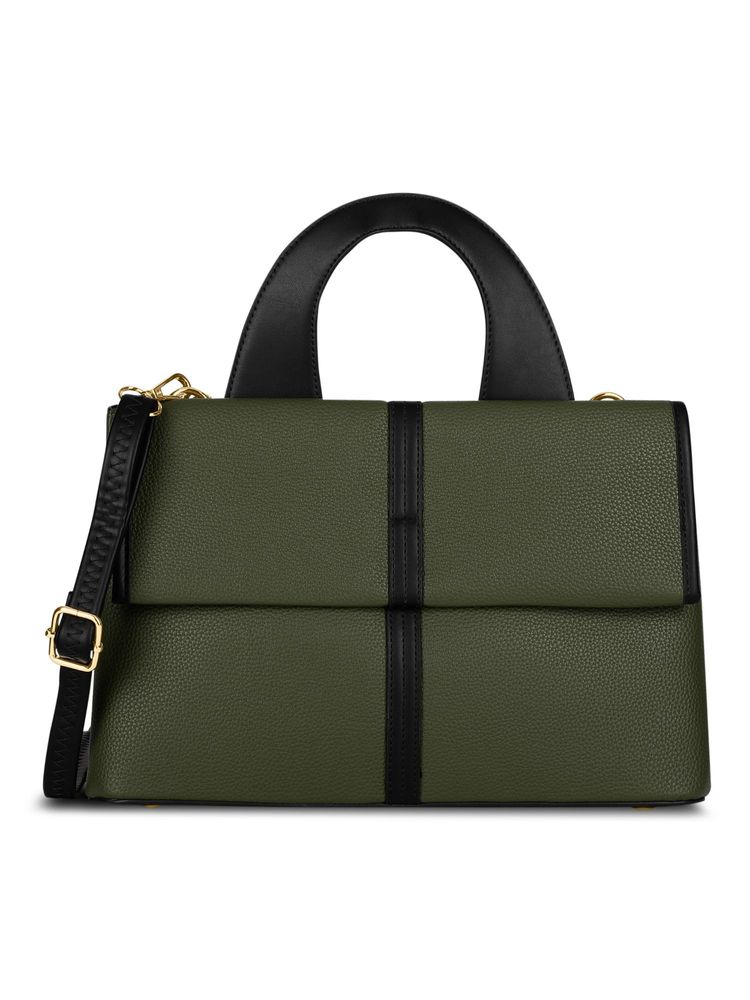 Lavie Signature Women Nevada Flap Satchel Bag With Detachable Strap - Olive (M)-picture-22