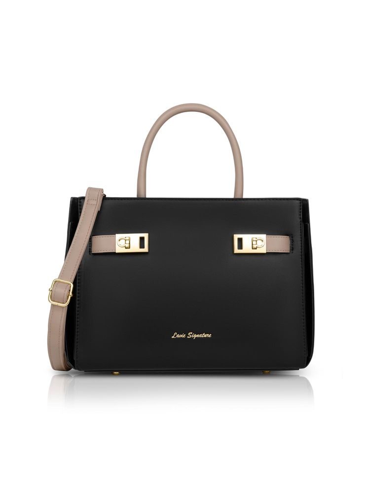 Lavie Signature Women Delphia Satchel Bag With Detachable Strap - Black (M)-image-35