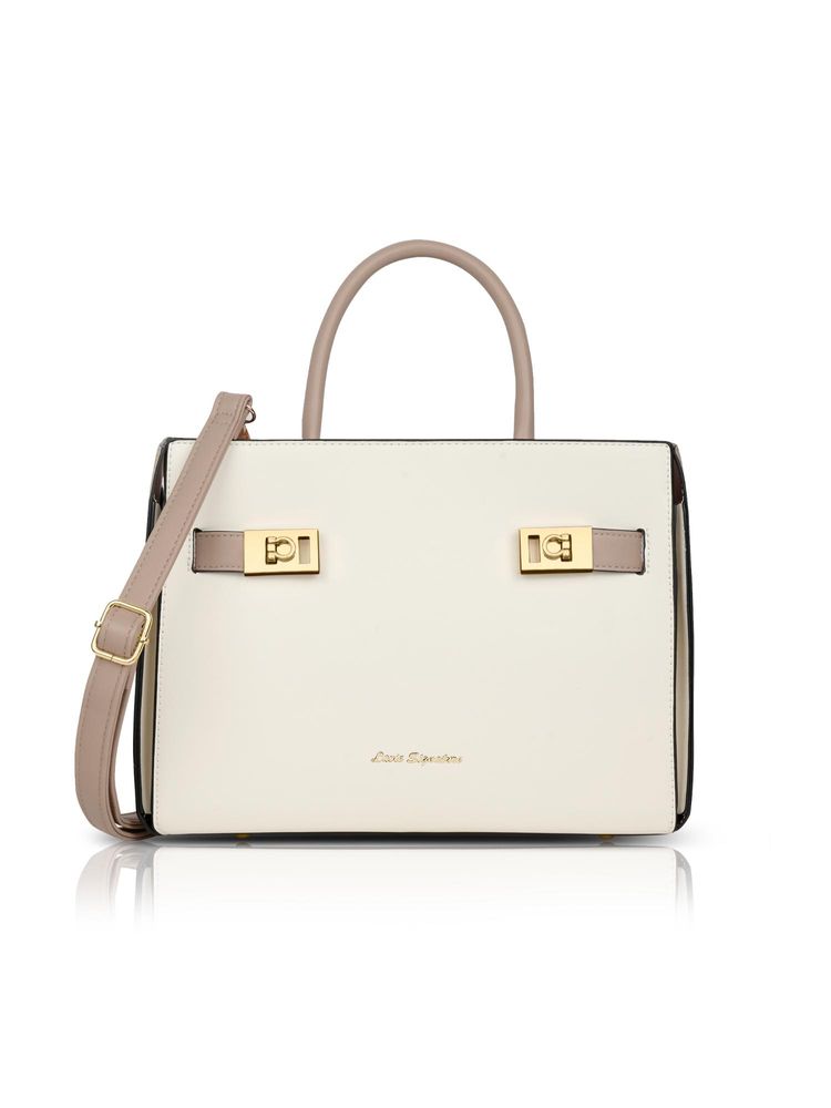 Lavie Signature Women Delphia Satchel Bag With Detachable Strap - Off White (M)-picture-22