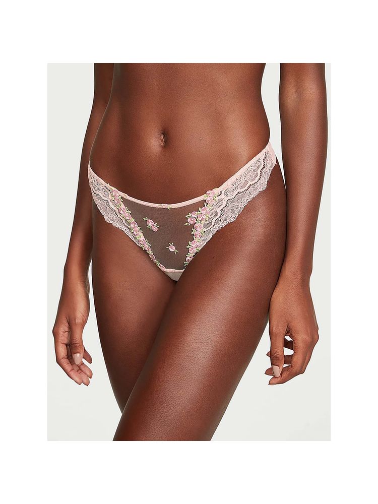 victoria's secret intimates Victoria's Secret Dream Angels Rosebud Embroidery Thong Panty - Pink-picture-27