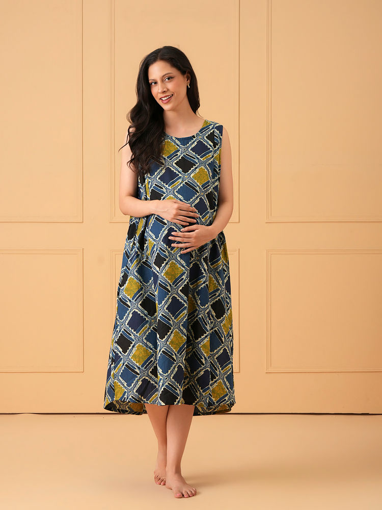 The Mom Store Multi-Color Printed A-Line Fit Nighty-picture-24