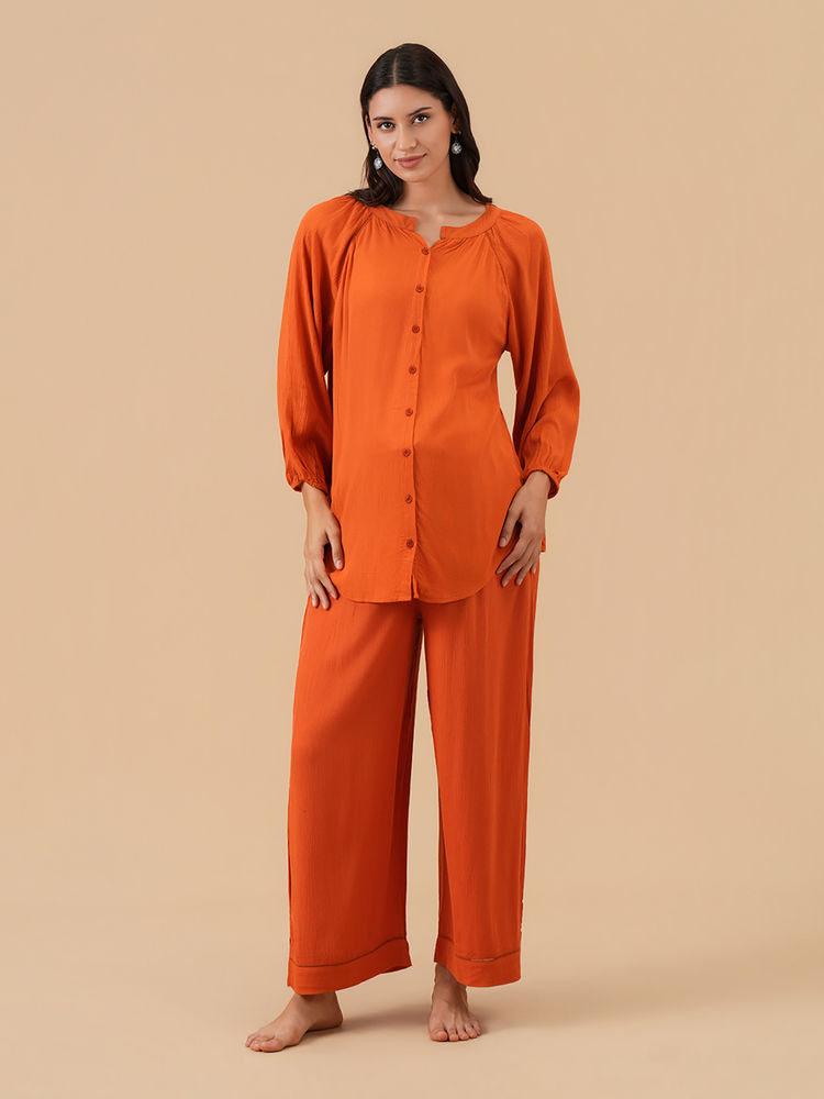 The Mom Store Rust Solid Regular Fit Kurta and Pant-picture-27