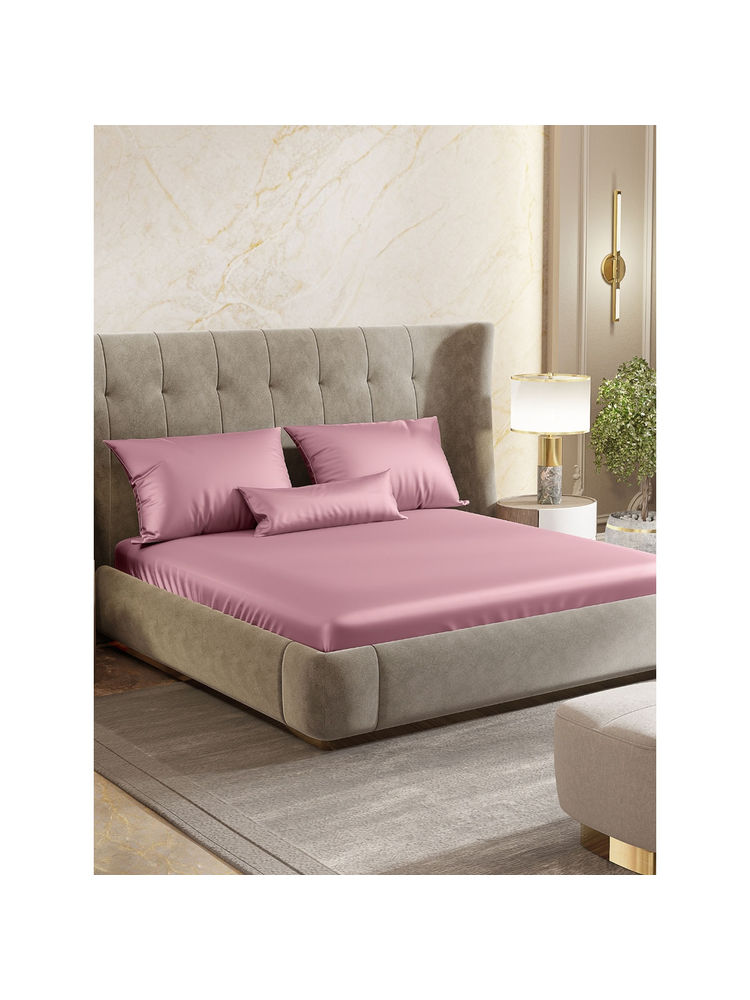 Haus & Kinder Muted Rose Fitted Bedsheet with Pillow Cover-picture-14