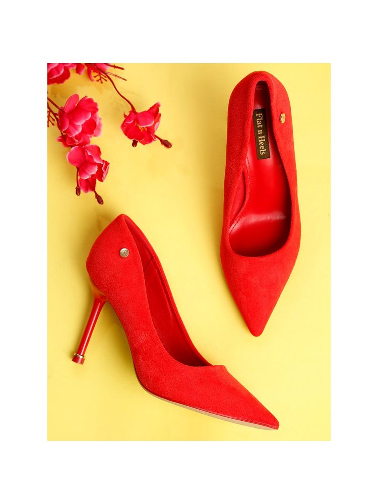 Flat n Heels Women Red Pump Heels-image-34