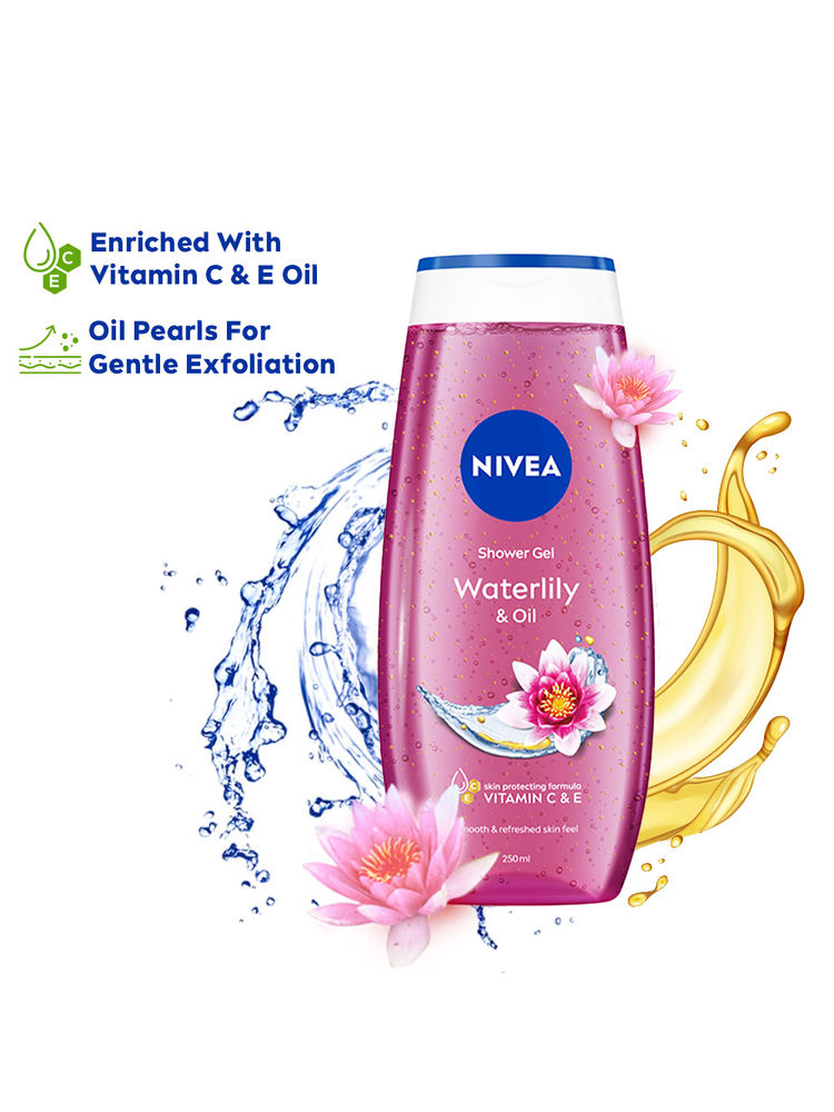 NIVEA Waterlily & care oil Body wash for long-lasting freshness