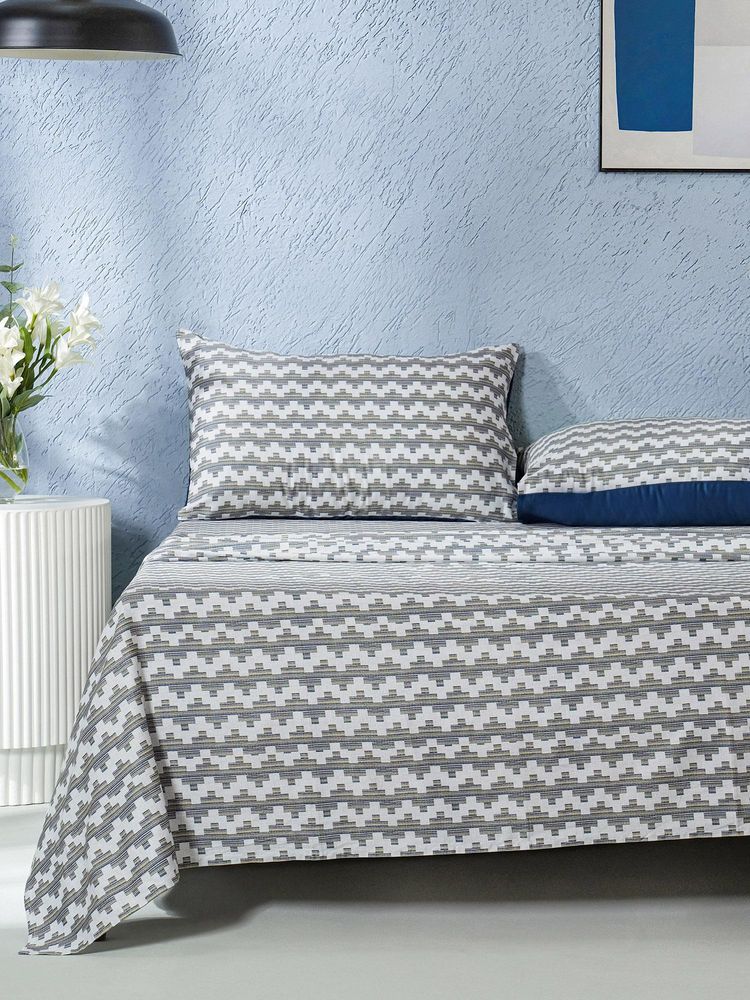 Maspar 100% Cotton Printed Single Bedsheet With 1 Pillow Case-image-39