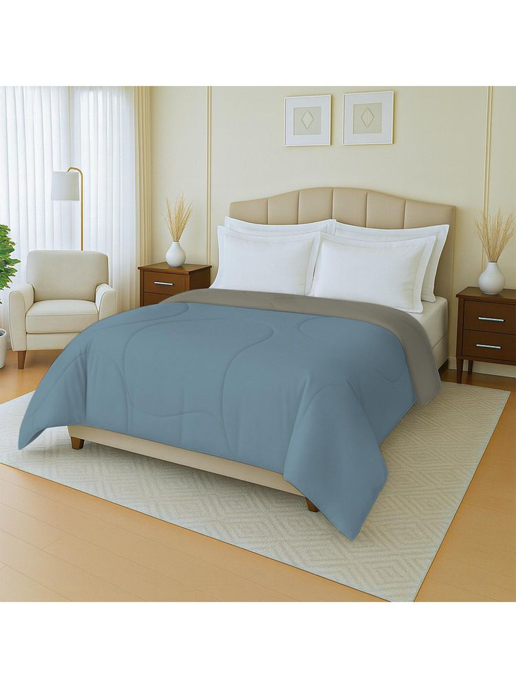 Mayfair Homes London Plain Light Blue & Light Grey Reversible Double Bed Ac Comforter 150Gsm-image-22