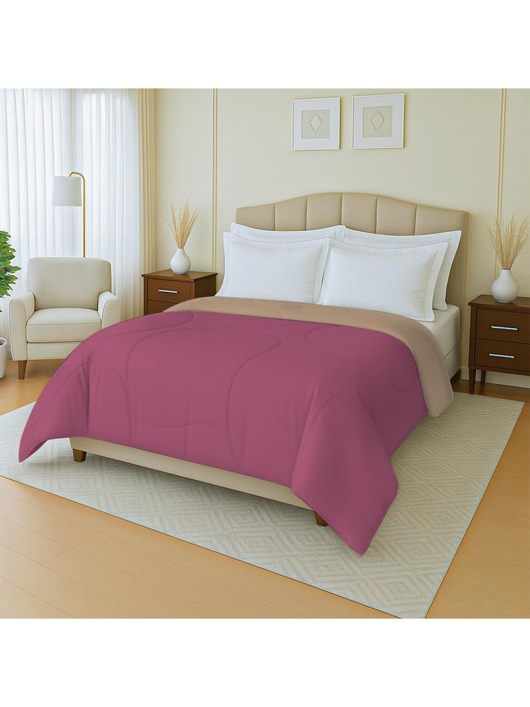 Mayfair Homes London 100% Cotton Plain Beige & Pink Reversible Double Bed Ac Comforter 150Gsm-image-9