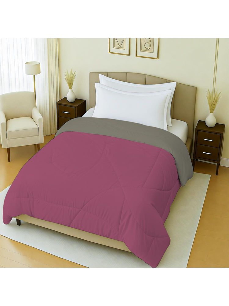 Mayfair Homes London 100% Cotton Plain Pink & Grey Reversible Single Bed Ac Comforter 150Gsm-image-41