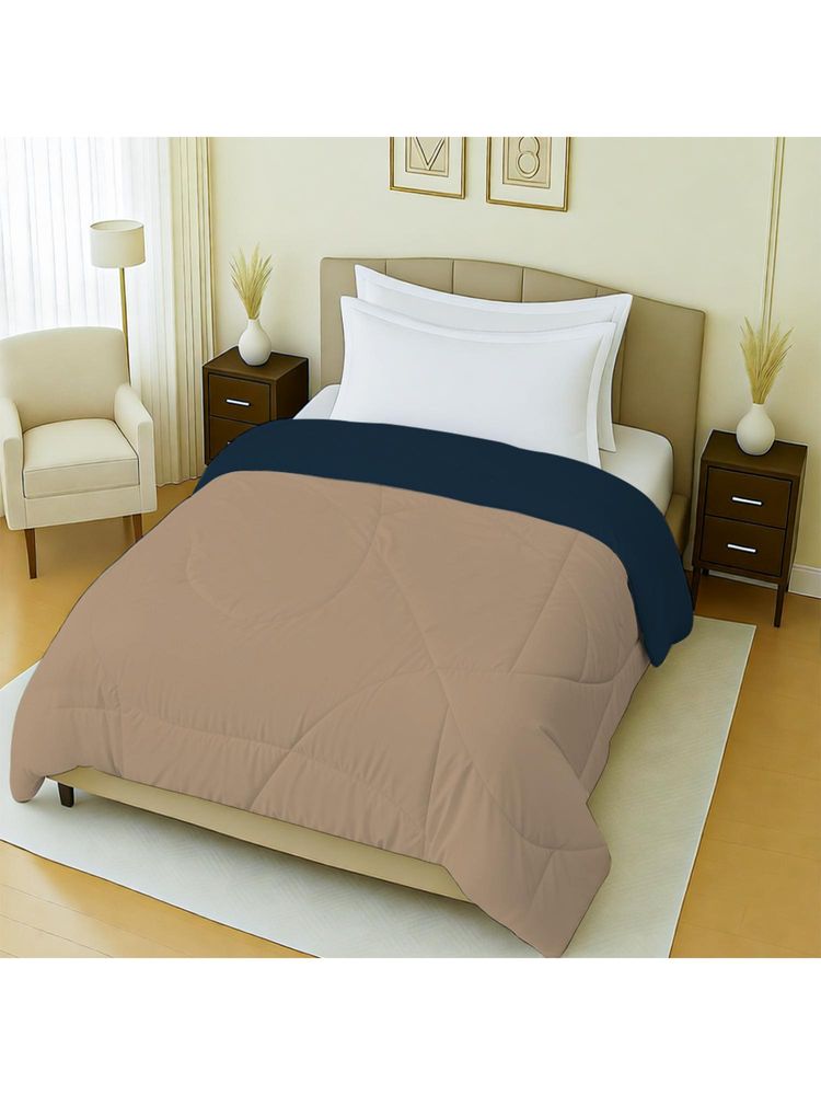 Mayfair Homes London 100% Cotton Plain Navy Blue & Beige Reversible Single Bed Ac Comforter 150Gsm-image-8