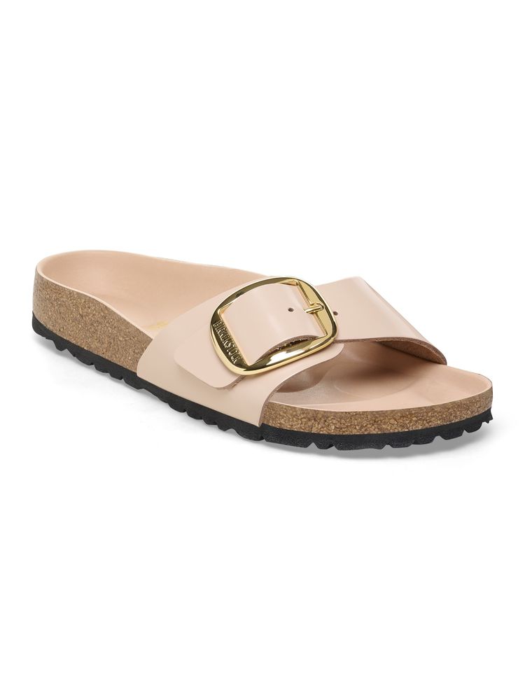 Birkenstock Madrid Big Buckle Women Beige Natural Leather One Strap Sandals-image-24