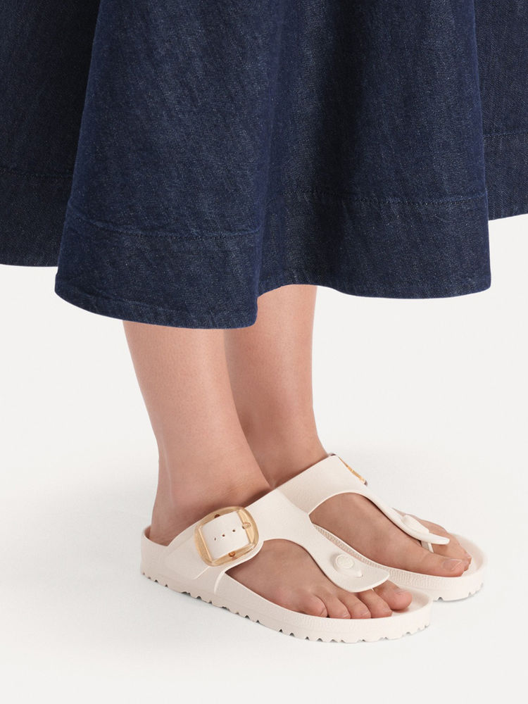 Birkenstock Gizeh Big Buckle Women Eggshell White Eva Flip Flops-picture-21