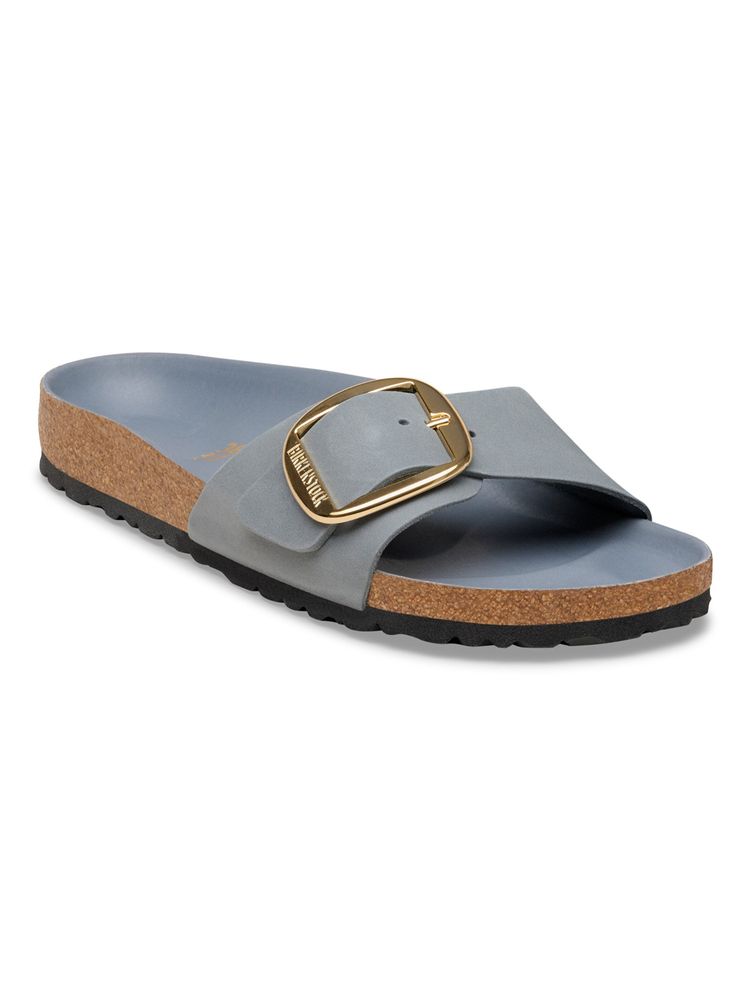 Birkenstock Madrid Big Buckle Women Grey Natural Leather Oiled One Strap Sandals-image-39