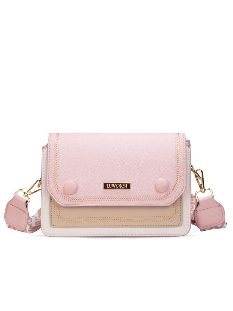 LUVOKSI Pink Colorblock Sling Bag (Medium)-picture-21